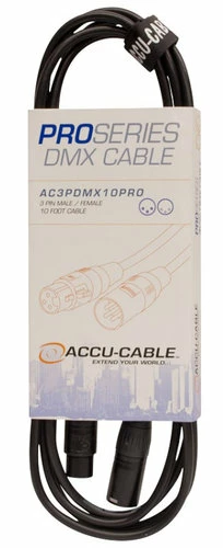 Accu-Cable AC3PDMX10PRO 10' 3-Pin Heavy Duty DMX Cable 1 Accu-Cable AC3PDMX10PRO 10' 3-Pin Heavy Duty DMX Cable