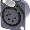 Neutrik NC4FDL-B-1 D Series 4-pin XLRF Panel Receptacle, Black With Gold Contacts