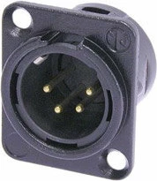 Neutrik NC4MDL-B-1 4-pin XLRM Panel Mount Connector With Solder Cups, Black