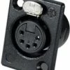 Neutrik NC5FP-B-1 5-pin XLRF Rectangular Panel Receptacle, Black With Gold Contacts