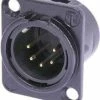 Neutrik NC5MDL-B-1 5-pin XLRM Panel Connector, Black With Gold Contacts