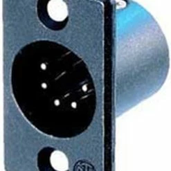 Neutrik NC5MP-B-RST-AG 5-pin XLRM Rectangular Panel Mount Connector, Black With Gold Contacts