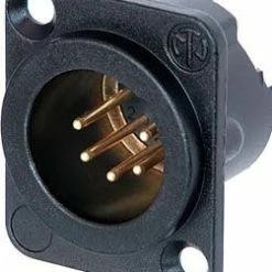 Neutrik NC5MD-LX-B 5-pin XLRM Panel Connector, Black With Gold Contacts
